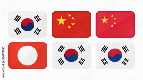 flags of countries as fabric badges, set of icons with Asian countries flags Free Download flags of countries as fabric badges, set of icons with Asian countries flags - GFXLoad