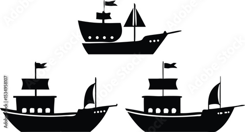vector illustration of a ship