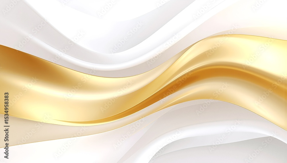 Obraz premium A serene background featuring elegant white and gold waves gracefully flowing together, creating a luxurious and calming visual effect.