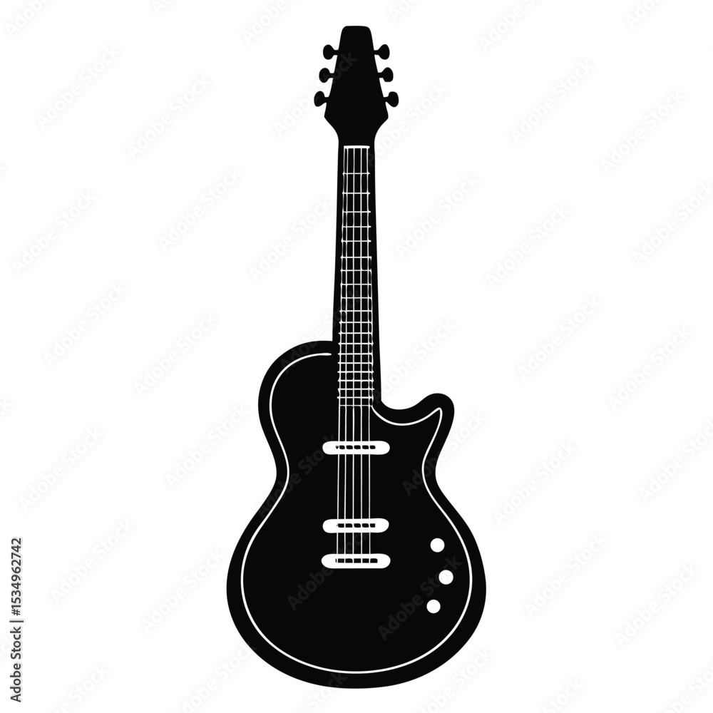 Obraz premium Black and White Electric Guitar A Classic **Instrument** Illustration