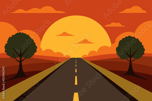 Sunset Road Trip Asphalt Adventure Awaits at Golden Hour