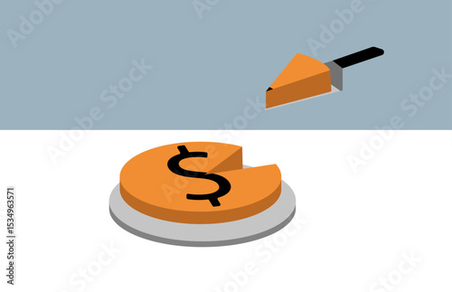 A piece of cake, money finance management illustration