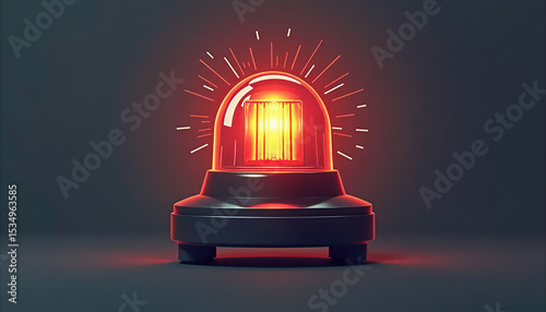 Ambulance siren light, with glow effect on dark background 