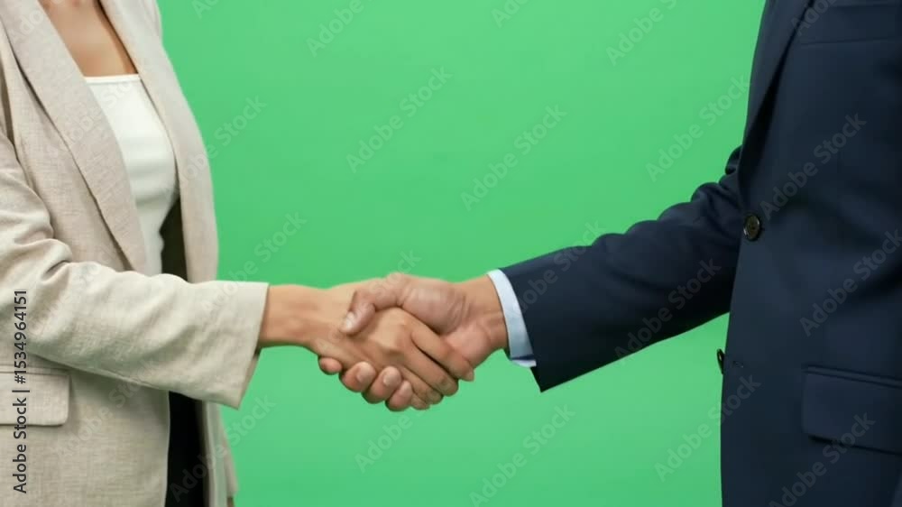 Professional Handshake Between Man and Woman – Green Screen