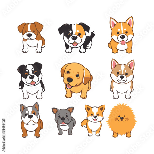 Nine adorable cartoon dogs collection for pet lovers