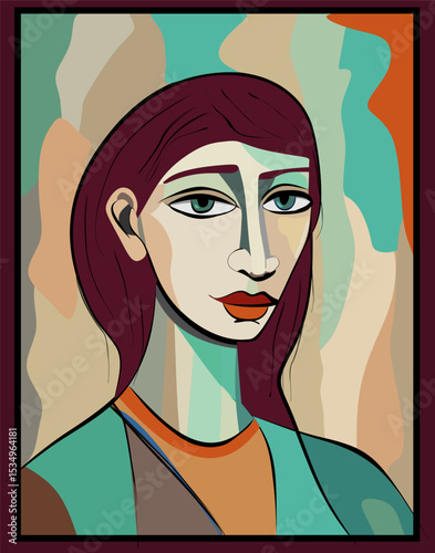 A stylized portrait , person with sharp, exaggerated lines and geometric shapes,. The vibrant colors and contrasting tones give the image a dynamic and engaging appearance.