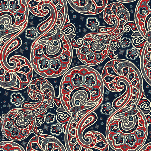 seamless paisley  pattern on navy background