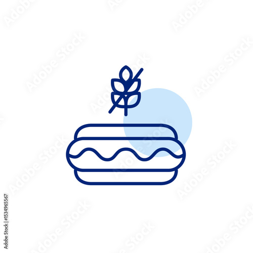 Hotdog, fast food and takeaway. Gluten free symbol. Dietary restrictions, food labelling. Pixel perfect, editable stroke vector icon