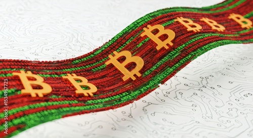 Bitcoin Cryptocurrency Digital Currency Wave Abstract Illustration