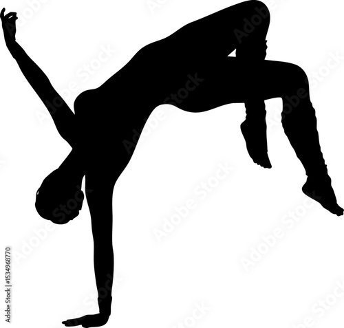 Elegant silhouette of a dancing woman. Ideal for dance-themed designs, the image symbolizes the beauty and fluidity of dance. Abstract detailed silhouette perfect for artistic projects.