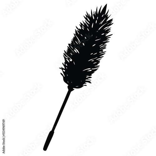 Silhouette of a fluffy brush, a cleaning tool with fine bristles for dusting and tidying