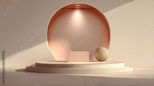 Modern minimalist geometric presentation space.