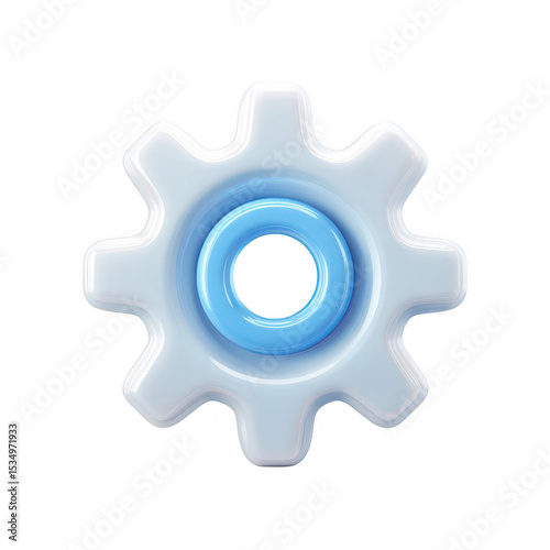 A glossy cogwheel illustration on transparent background
