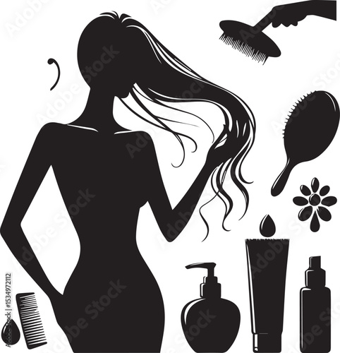 vector illustration of a woman with hair rollers