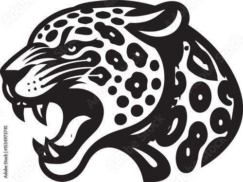 Black and White Jaguar Vector Illustration – Minimalist Wild Cat Silhouette Art	
