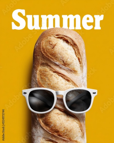 Baguette with sunglasses and the inscription 
