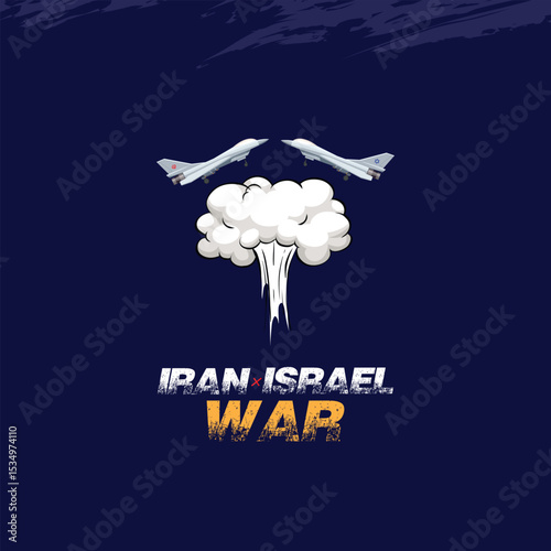 Iran-Israel Conflict: War in the Ring, Iran-Israel War Military Conflict Depicted in a Poster, Vector Illustration Banner Poster Creative Graphic Design.