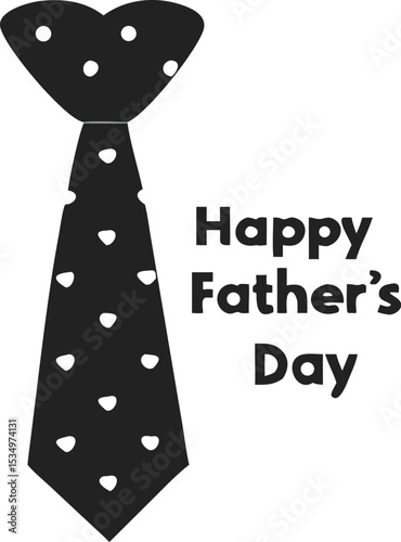 Happy Father’s Day Graphic with Black Polka Dot Tie and Heart Collar – Bold Festive Design Celebrating Dads with Love, black tie