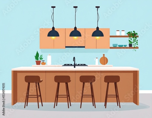 Modern Kitchen Interior Design Illustration