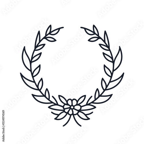 Minimalist flower wreath icon in flag colors, celebration symbolism