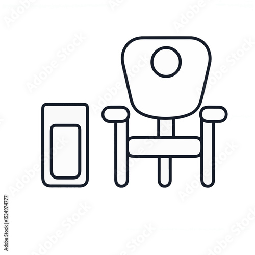Minimalist nursing chair and water glass icon on plain background, simplicity