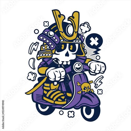scooter samurai old vector.eps