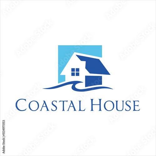 Coastal House Logo Design – Beach Home, Oceanfront Property