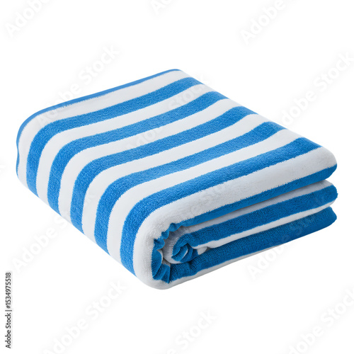 Blue and White Striped Beach Towel: Perfect for Summer Relaxation on transparent background