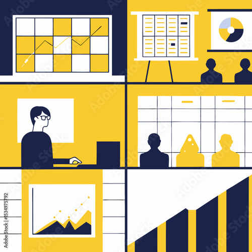 set of cartoon office worker icons
