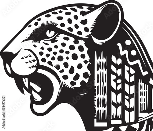 Black and White Jaguar Vector Illustration – Minimalist Wild Cat Silhouette Art	