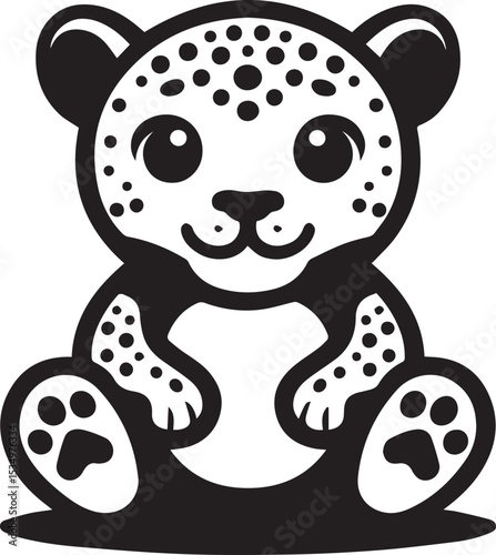 Black and White Jaguar Vector Illustration – Minimalist Wild Cat Silhouette Art	