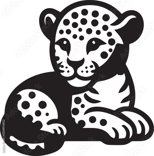 Black and White Jaguar Vector Illustration – Minimalist Wild Cat Silhouette Art	