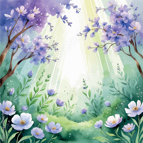 Mind Garden Watercolor Illustration. Serene Mental Health and Wellness Concept Art.