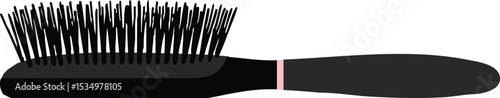 Hairbrush grooming tool with black handle and bristles for personal care and styling 