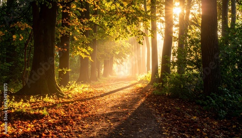 Sunlit autumn forest path (2)