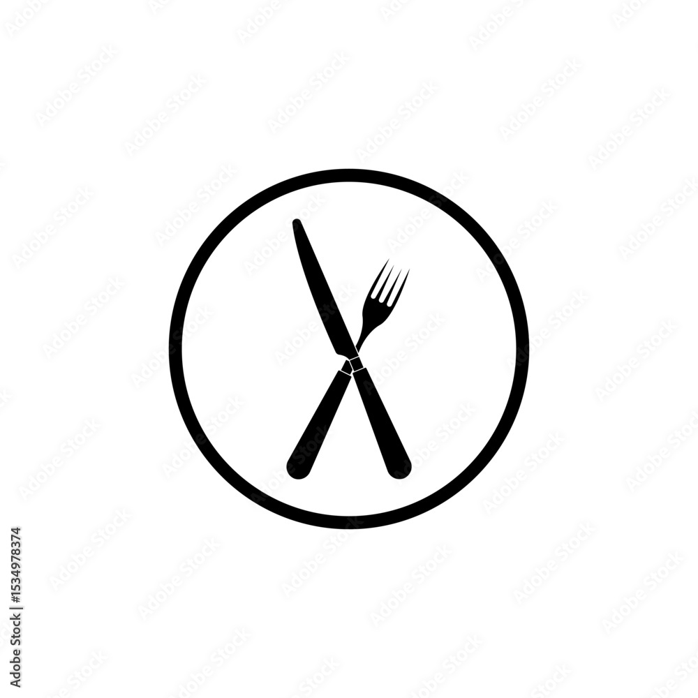 Fototapeta premium Spoon and fork icon isolated on white background.