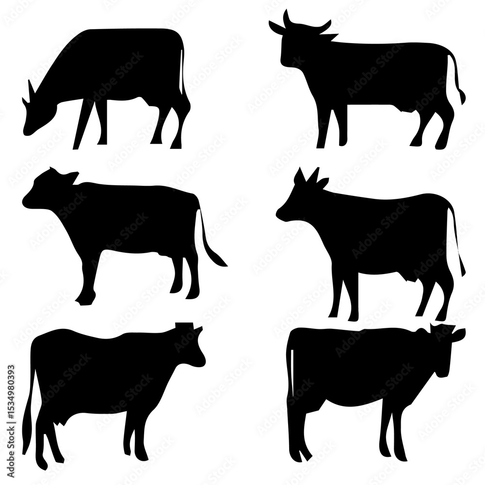 Fototapeta premium black cow vector. cow vector art, icons and graphics illustration image