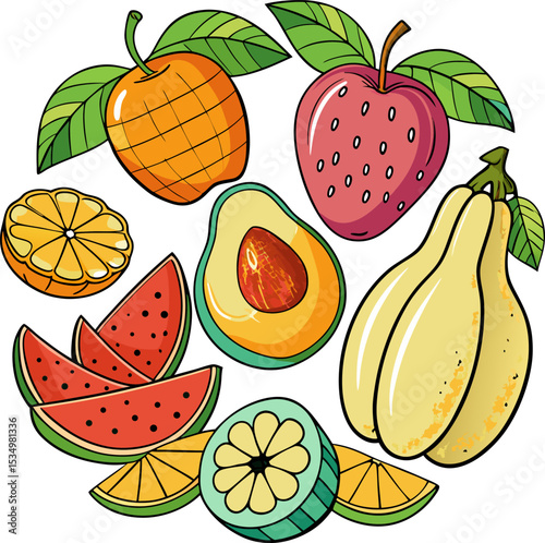 fruit in hand drawn style set   drawing of food el.eps