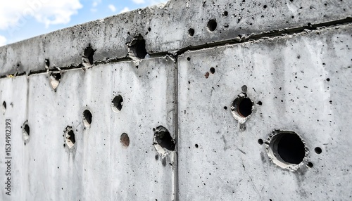 Concrete wall with bullet holes