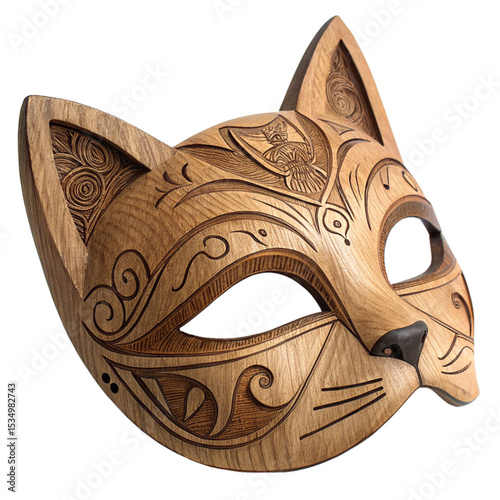 Fox Head Wooden Carnival Mask