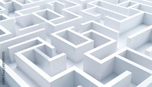 White 3D Maze Labyrinth Abstract Background
