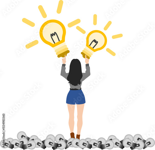 Wallpaper Mural アイデアが閃く女性のイラスト Torontodigital.ca