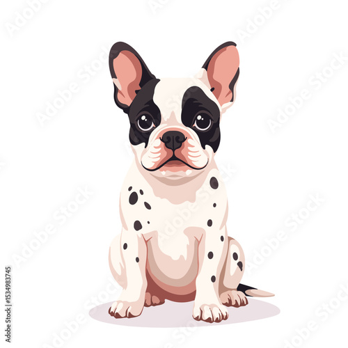 Adorable French bulldog sitting, minimalist vector illustration