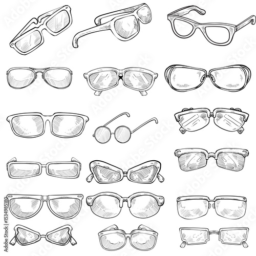 Set of sunglasses handdrawn illustration⁠