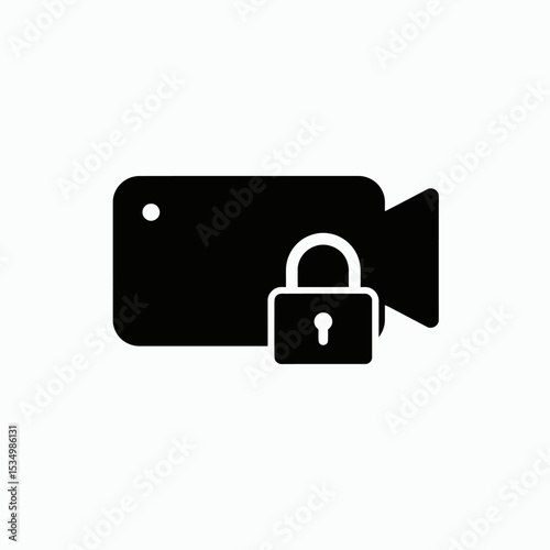 A black silhouette of a camera with a padlock over the bottom corner