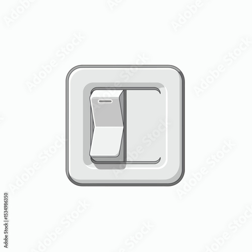 A gray square light switch with a white toggle flipped to the left