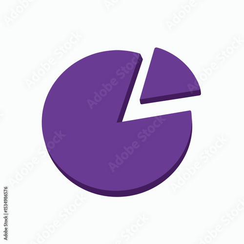 A purple pie chart with a section missing appearing 3D