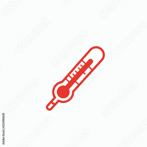 A red clinical thermometer showing a reading
