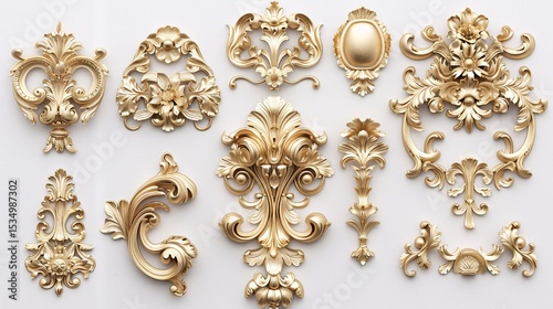 Wallpaper Mural assortment of intricately crafted golden ornamental decor elements, showcasing luxurious and elegant designs Torontodigital.ca