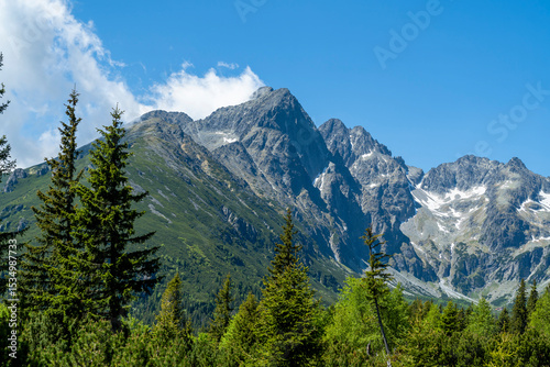 Tatra peaks on a beautiful spring day. Among the peaks are several belonging to the Outstanding Crown of the Tatras.